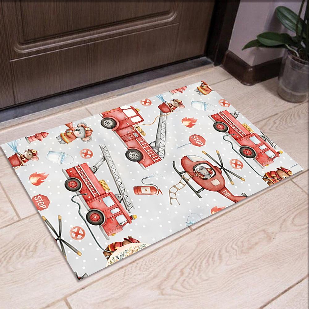 Fire Truck Printed Carpet,Rug,for Office Chair Living Room Bedroom Kitchen Room Decor Gifts.
