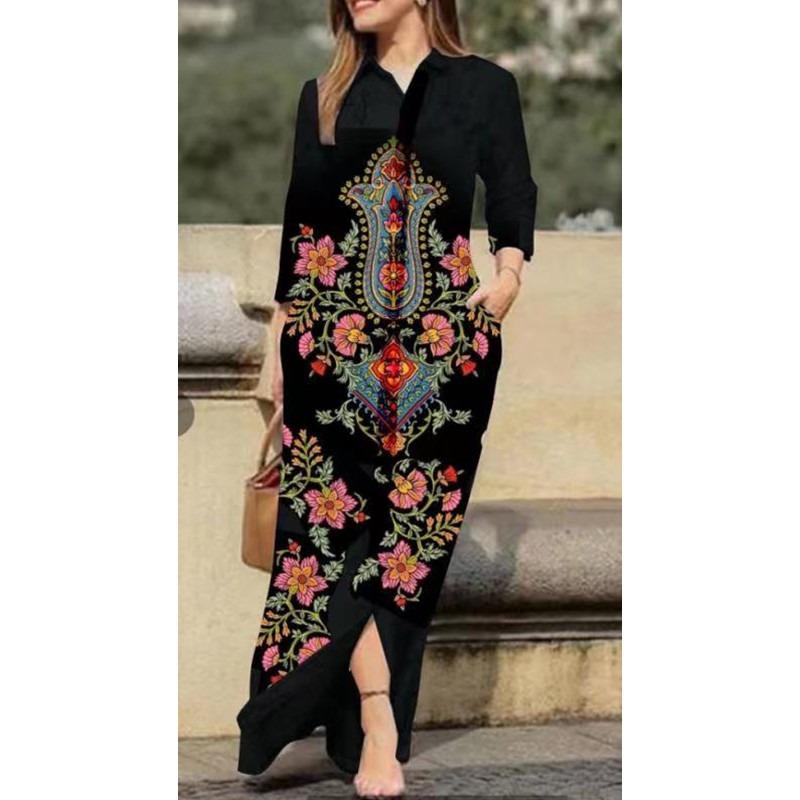 IHUASU Fashion Autumn Winter Long Sleeve POLO Neck Casual Dresses