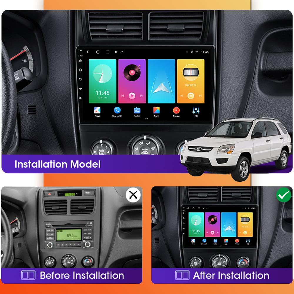 Autorádio Android Carplay pro KIA Sportage 2 2008-2010 Multimediální přehrávač Hlavní jednotka Stereo GPS Navigace BT WIFI 2+32GB