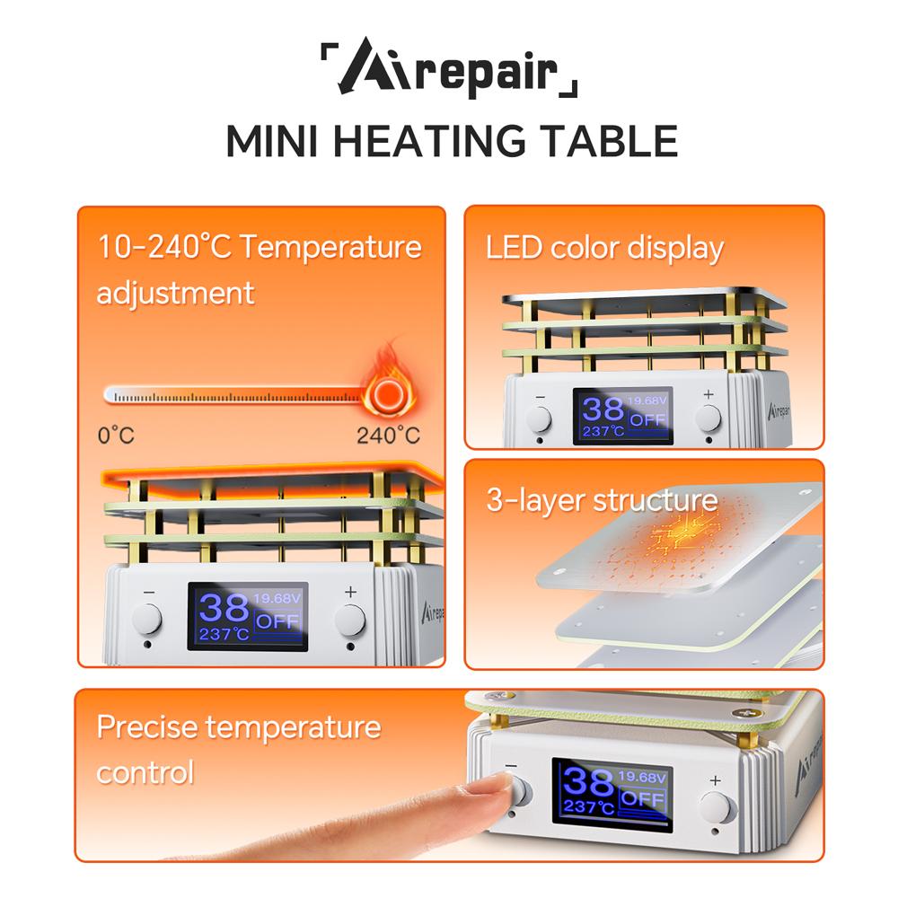 PD65W Heizplatte Vorheizer PCB SMD-Platine Heizbereich Konstante Temperatur Heiztisch 10℃-240℃ Intelligentes Heizwerkzeug