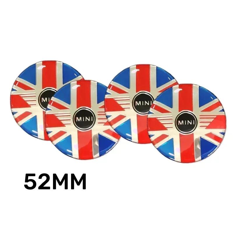 4Pcs 52MM Car Wheel Center Hub Stickers Logo for Mini Cooper JCW R50 R52 R53 R56 R57 R58 R60 MINI CLUBMAN COUNTRYMAN Accessories