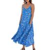 Women's Fashion Casual Floral Print Sleeveless Pocket Long Beach Dress