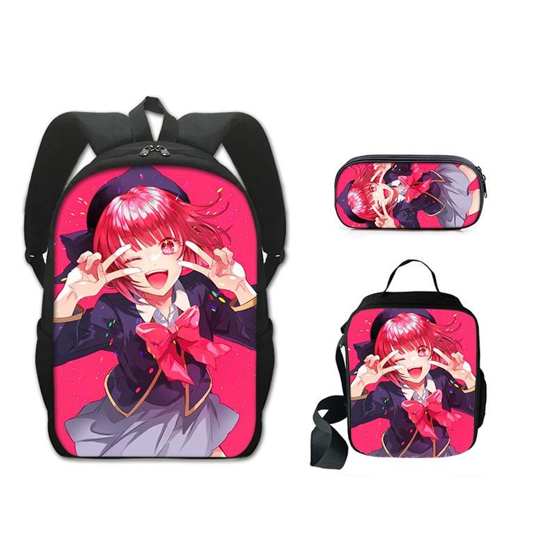 Anime Character School Backpack Set Kids - 3 Piece Bundle With Shoulder Bag Pencil Case 16-inch Laptop Compatible
