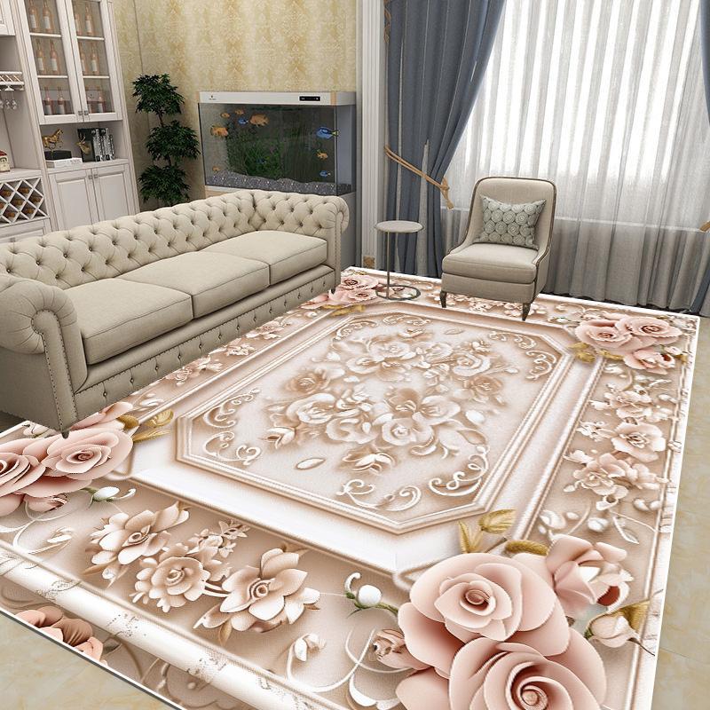 Flower Carpet Living Room Sofa Rugs European Style Luxury Bedroom Decoration Bedside Rug Large Room Cloakroom Lounge Floor Mats