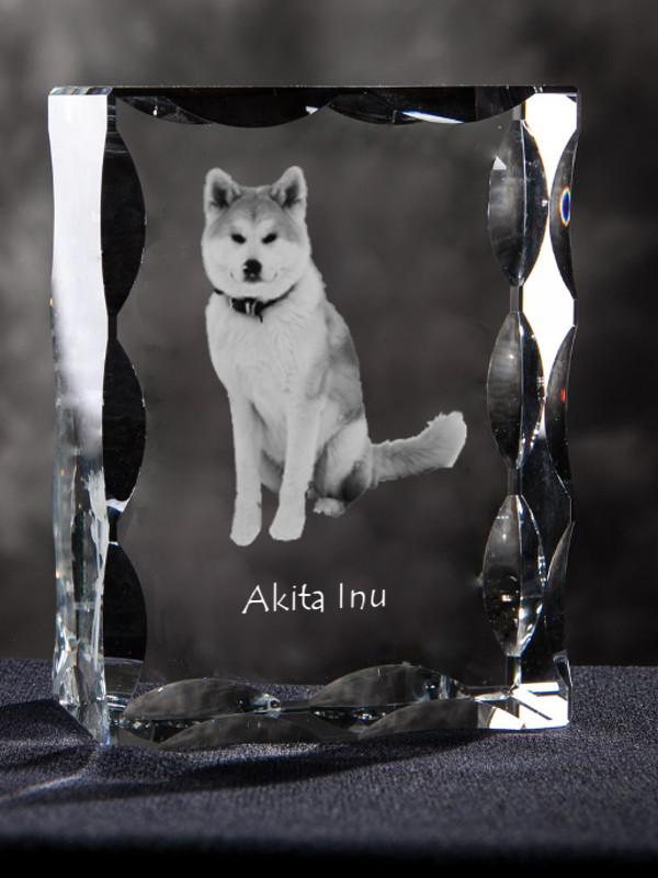Akita, Akita Inu - Crystal with a Picture of a Dog, Glass Statuette with a Picture, Unique Frame with a Picture from Art-Dog Brand