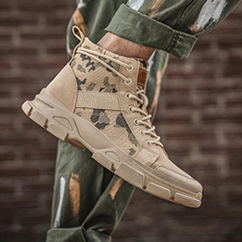 Fashion Men Boots  Boots Lace Up Outdoor Hiking Shoes Light Non-slip Mens Platform Desert Ankle Boots