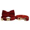 Cherry Red Velvet Cat Collar with Bow Tie and Bell