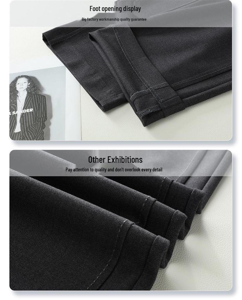 Women's High-Waisted Gray Wide-Leg Suit Pants - Autumn 2024