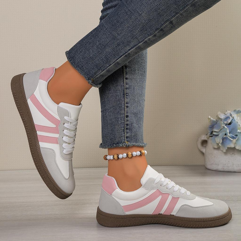 Foreign Trade 2025 New Large Size White Shoes Women's Retro Casual Fashion Round Head Sports Running Flat Baseplate Shoes