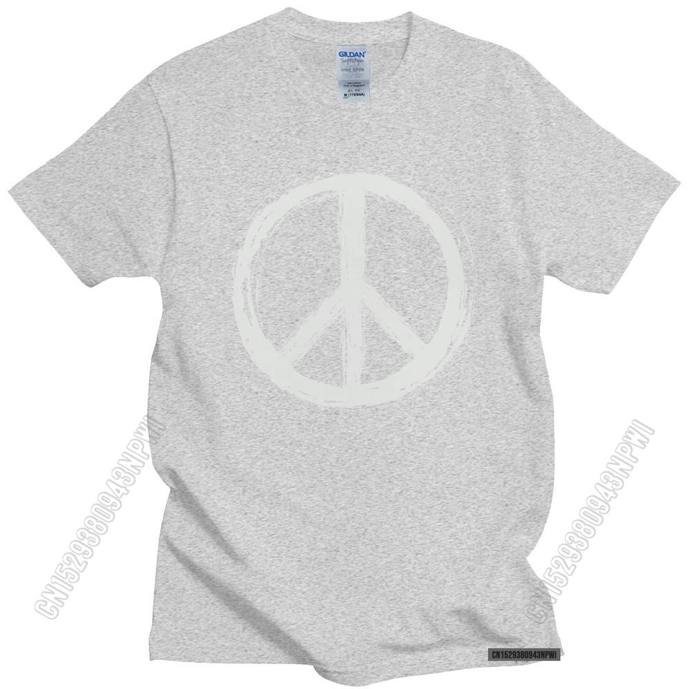 Vintage Peace Sign T Shirt Short Sleeve Casual Uniform Tee Tops 100% Cotton Urban Tshirt Slim Fit T-Shirt Merch