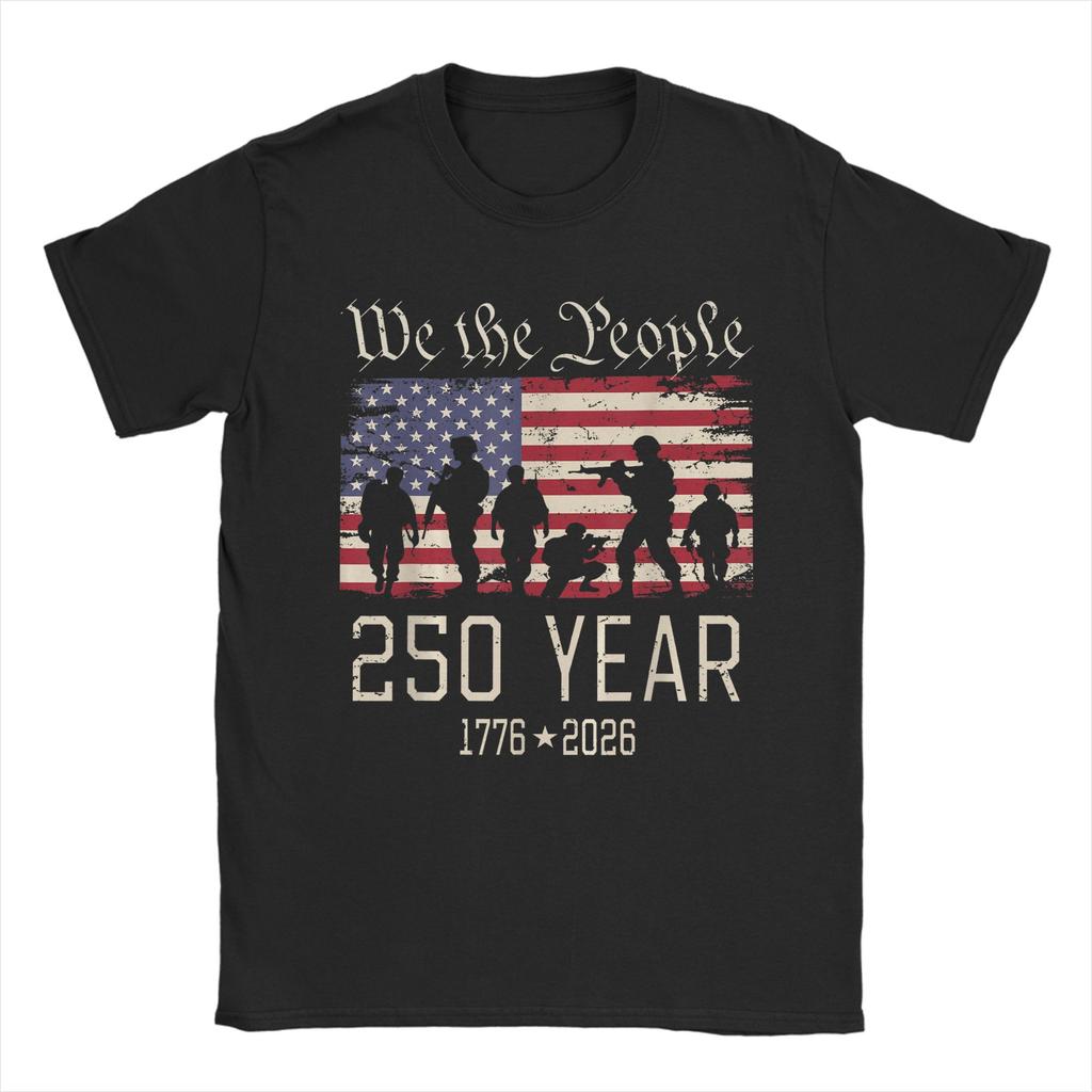 Oversized TShirt Summer 250 Years of We The People Freedom 1776 2026 Novelty T Shirts Cotton Tee Shirt Short Sleeve Top Tees