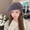 Autumn and Winter New Hat Women's Imitation Mink Beret Winter Warm Painter Hat Literary Retro Pumpkin Hat Tide