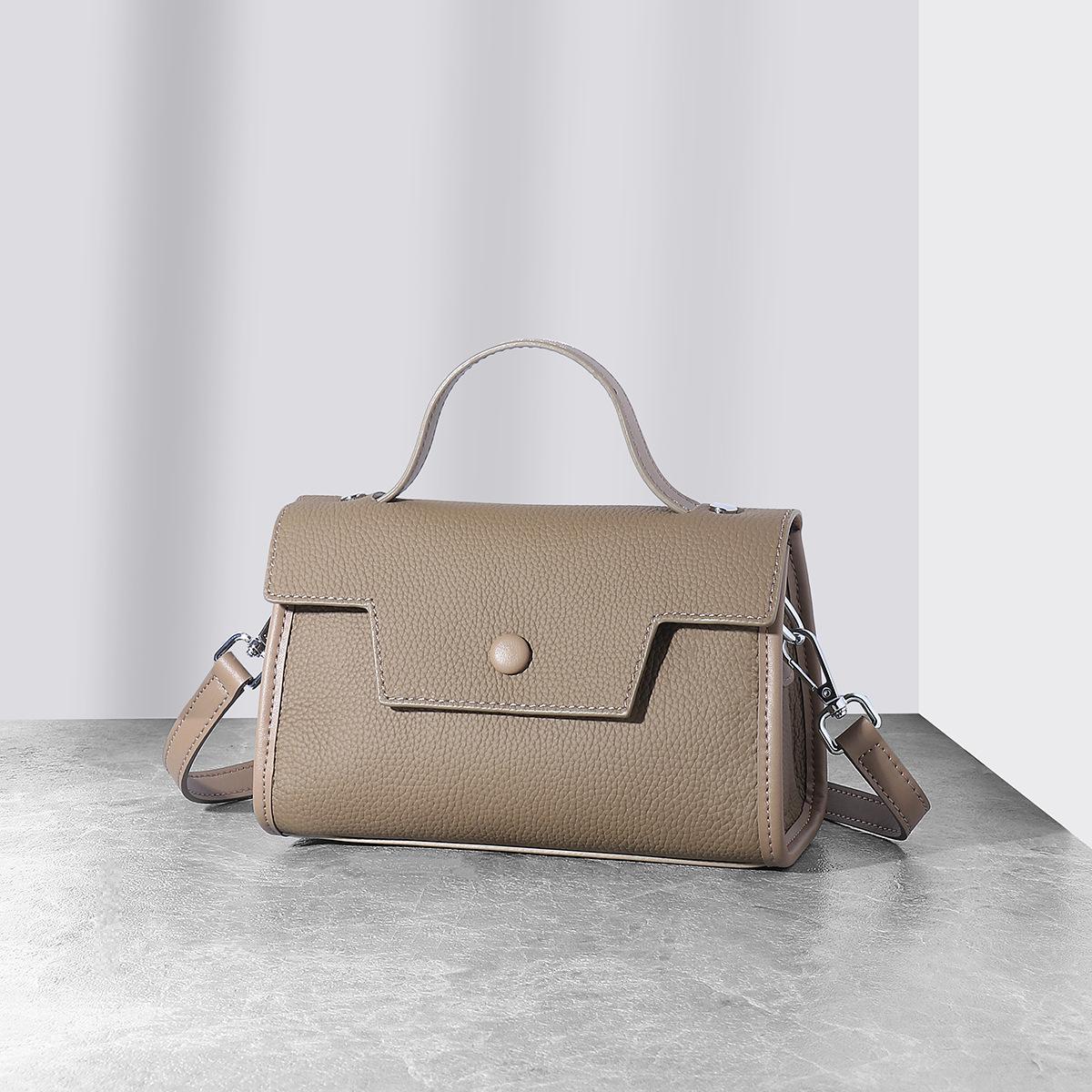 

Genuine Leather Women s Bag New Portable Shoulder Bag Messenger Bag All-Match Small Square Bag Fashion Underarm Bag Portable Elephant Gray