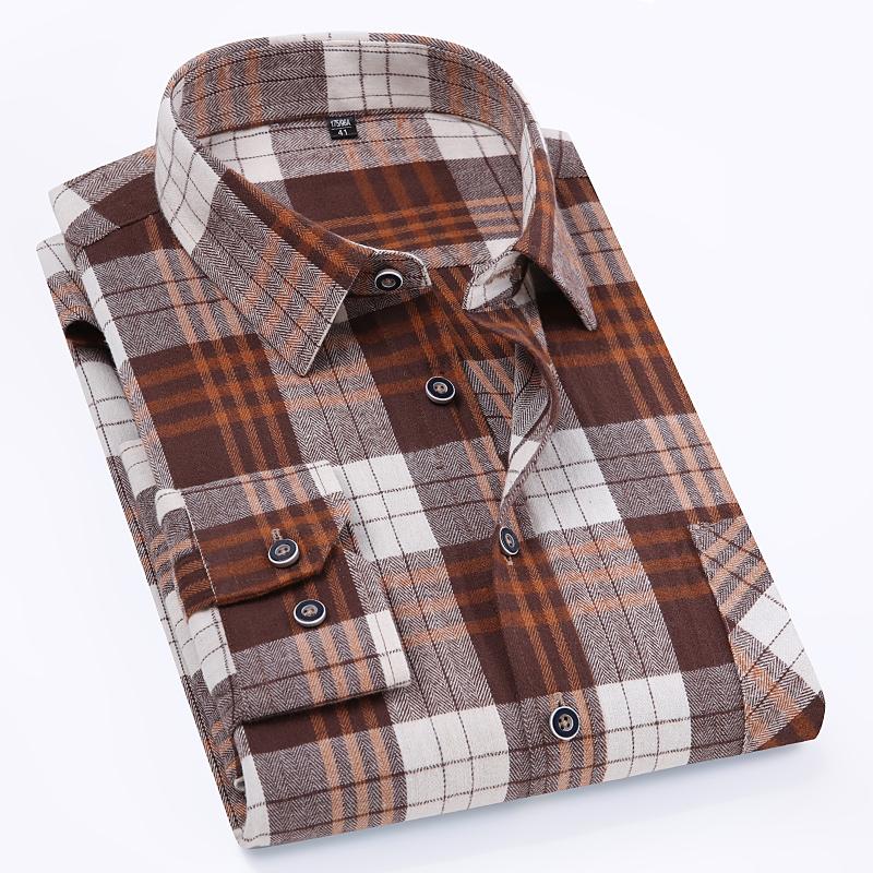 Talla 11XL 10XL 9XL Camisas de Franela a Cuadros de Moda Para Hombre Manga Larga Algodón Casual Suave Ajuste Estándar Camisa Blusa Ropa