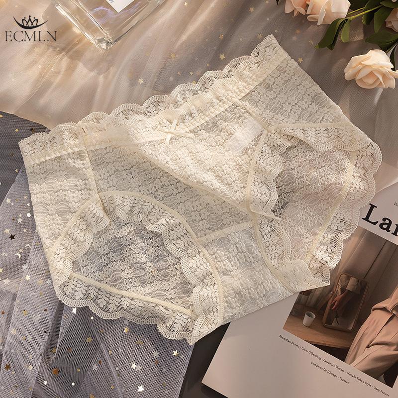 Women's Sexy Lace Underwear Panties Women Mid Waist Summer Seamless Briefs Underwear Underpants Breathable Cotton Crotch Underwear Lingerie
