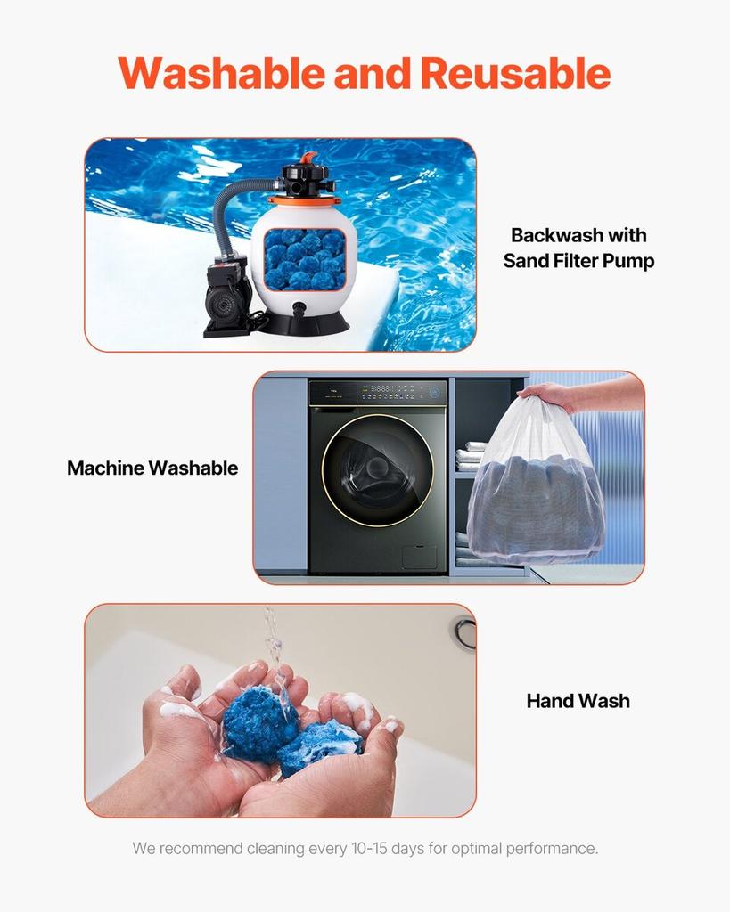 Pool Filter Balls for Sand Filter Pump Swimming Pool 3.1 Lbs Reusable Blue