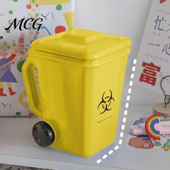 Trash Can Style Mug with Lid Funny Bin Ceramic Lid, Novelty Garbage Drinking Tea Cup Educational Handle, Recycling Coffee Mug, Gag Gifts for