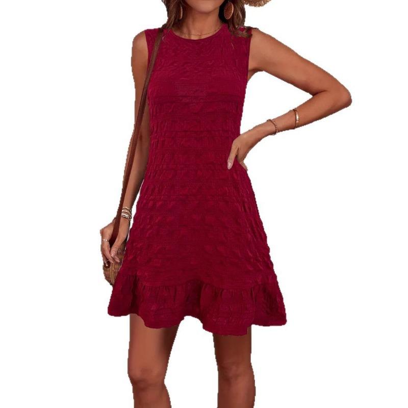 Women's Summer Sleeveless Lace-up Solid Color Casual Dress