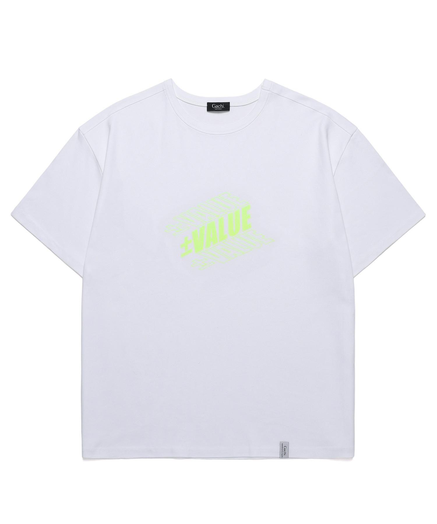 Gachi Loose Fit Value Logo Short Sleeve T-Shirt White/White Yellow L