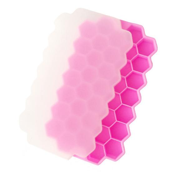 37 Cavity Honeycomb Ice Tray BPA-Free Slow-Melt Reusable Small Ice Mold with Lid Easy Release Silicone Ice Cube Maker for Freezer