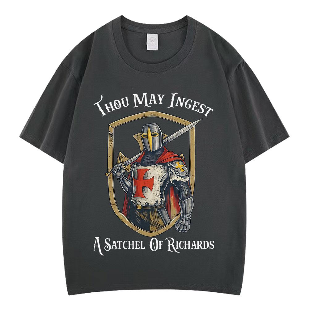 Medieval Knight Funny Meme Tshirt Men Women Vintage Fashion Tshirts Summer Shortsleeved Loose HipHop Cotton ONeck TShirts