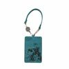 SNOOPY Pass Case with Reel Stylish Faux Cute Embossed Joe Cool IC Card Case Strap, Leather, Design, Blue,
