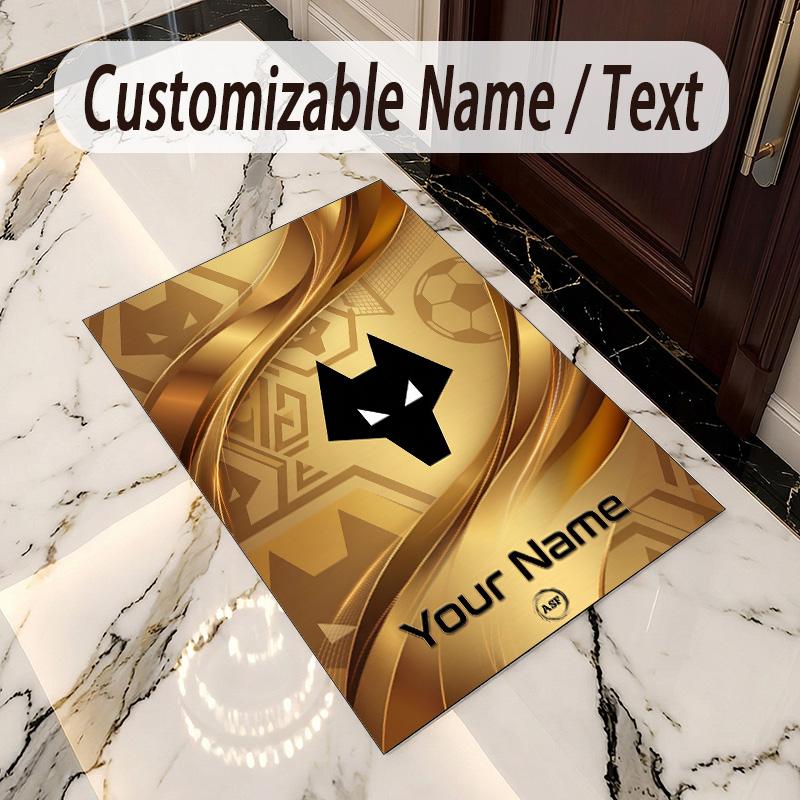 Crystal Velvet Rug Wolverhampton Wanderers Football Print Custom Name Text Floor Mat Home Decor