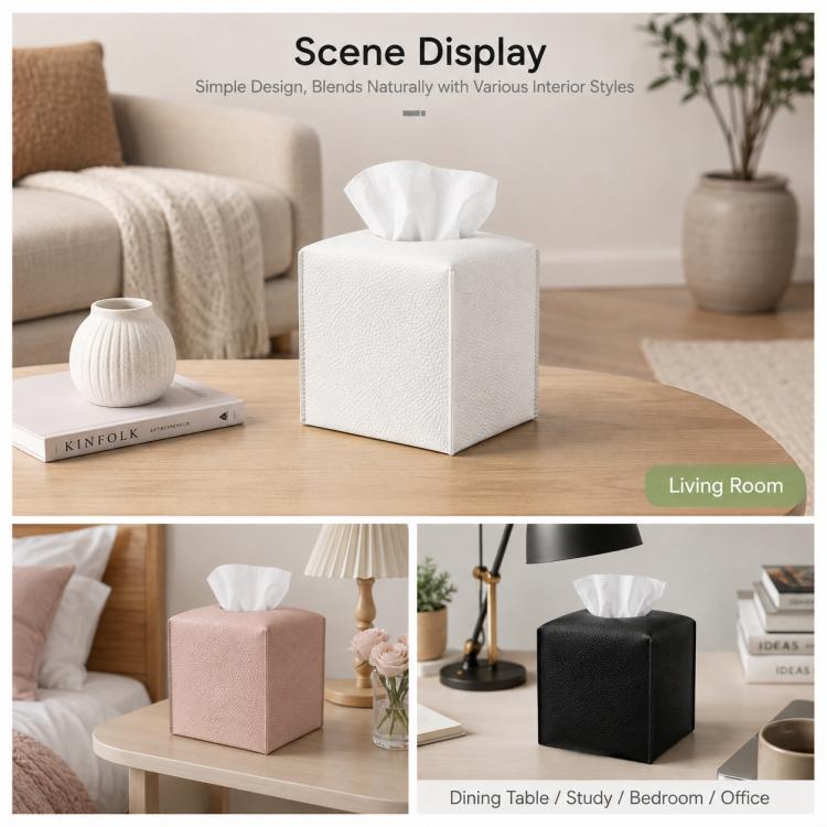 Dustproof PU Leather Tissue Storage Box