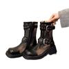 4.5Cm Medium Heel Thick-soled Mesh Boots Women's Summer New Hollow Mesh Thin Short Boots Belt Buckle British Cool Boots