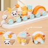 Wooden Animal Cat Panda Toy Train With Interlocking Carriages For Baby Development And Kids Play