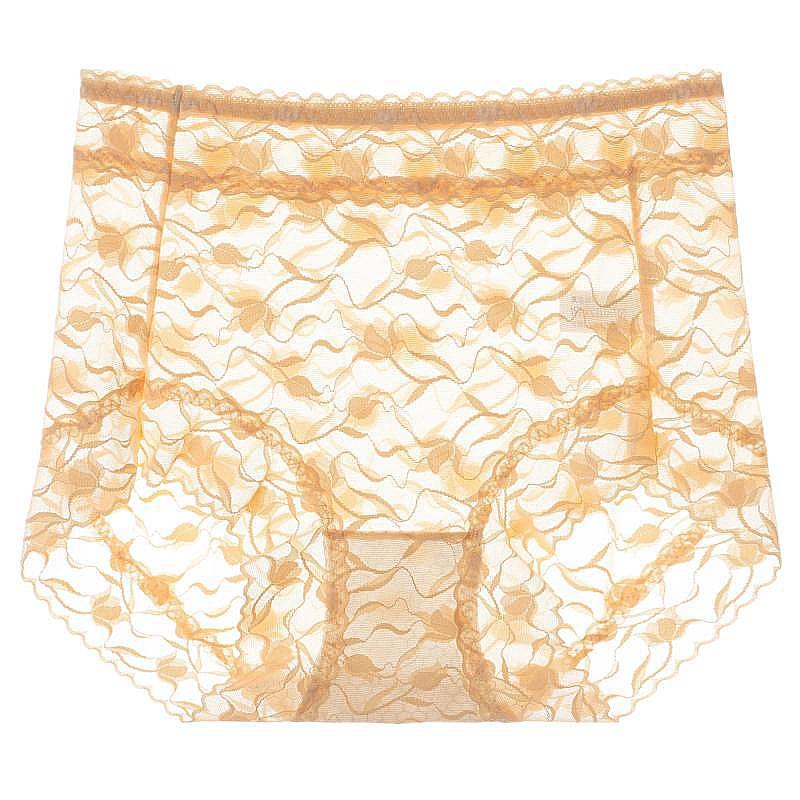 

Ladies Summer Sexy Lace Belly Lift Hip No Trace Breathable Ice Silk High Waist Triangle Briefs 3XL тілесний