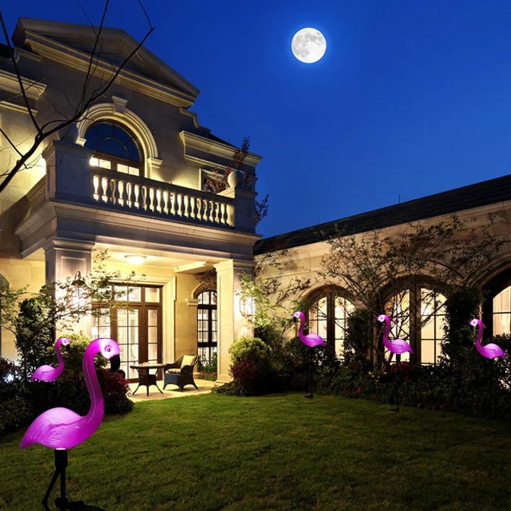 Flamingo Solar Light IP65 Waterproof LED Stake Light Landscape Ground Lamp for Garden Lawn Outdoor Pathway Xmas Garden Decor