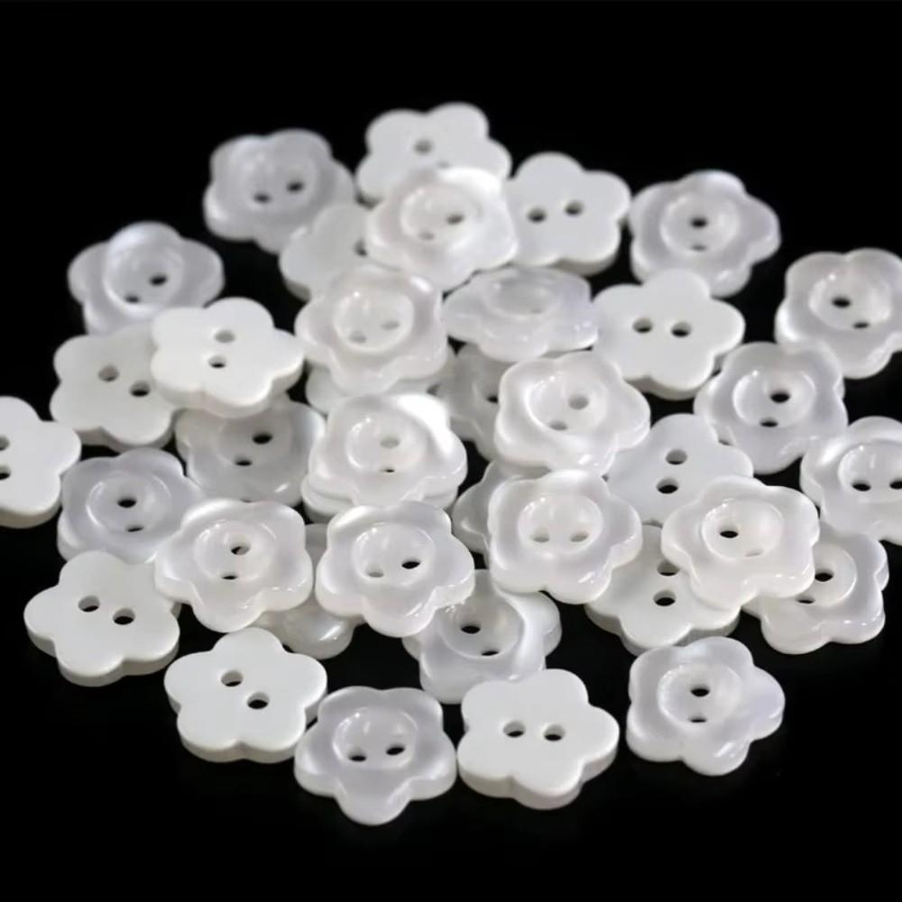 High Quality Round Flower Shape Buttons Pearlescent Two Holes Resin Sewing Buttons 11mm Sewing Accessories Scrapbook Decoration