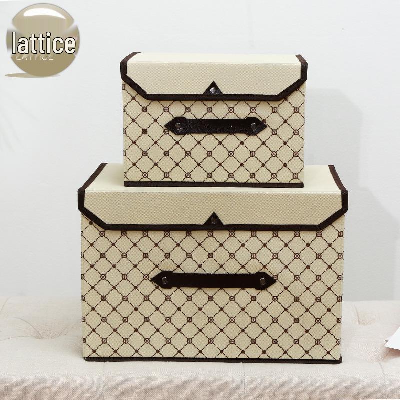 Foldable Dustproof Linen-Style Storage Box with Lid for Clothes and Sundries