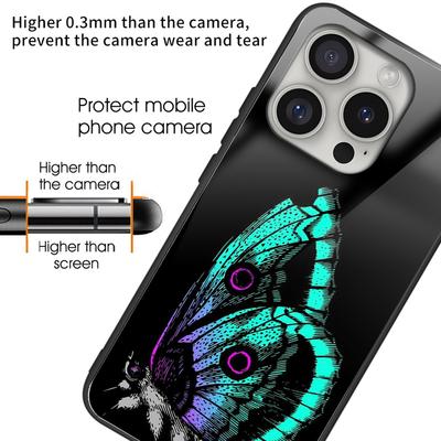 Pro iPhone 16 Pro Pouzdro Vzorový Tisk Tvrzené Sklo Zadní TPU Kryt na Telefon