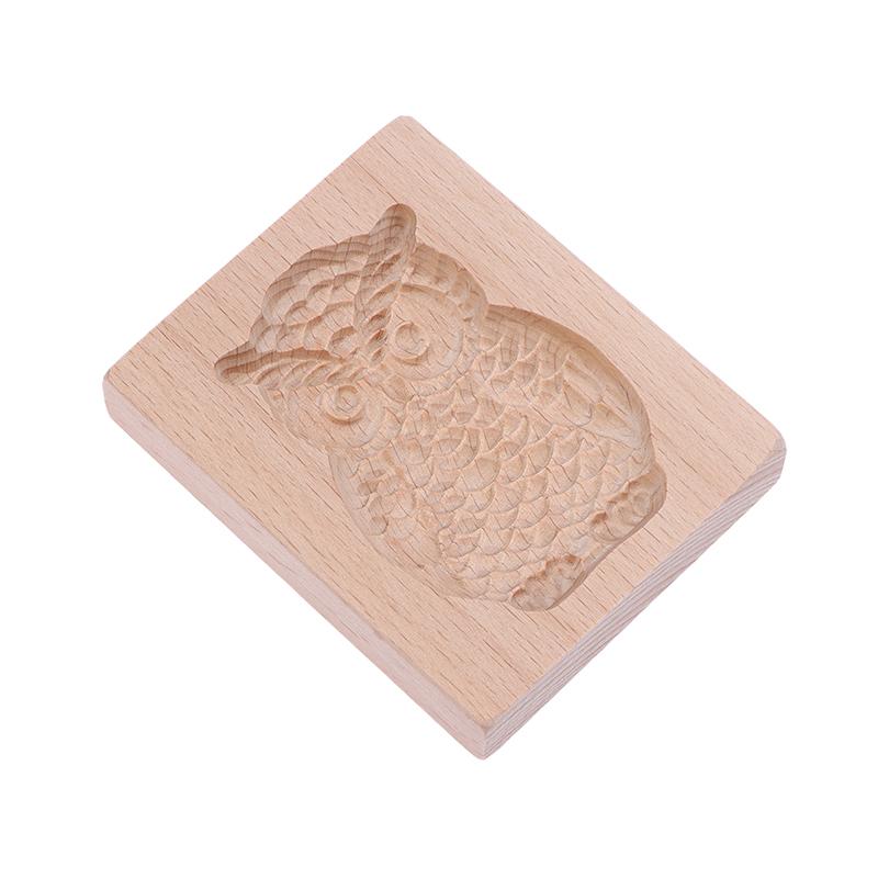 1Pc Wood Cookie Mold, Animals Patterns 3D Carved Embossed Biscuit Cutter Moulds Hedgehog Horse Owl Squirrel Rabbit