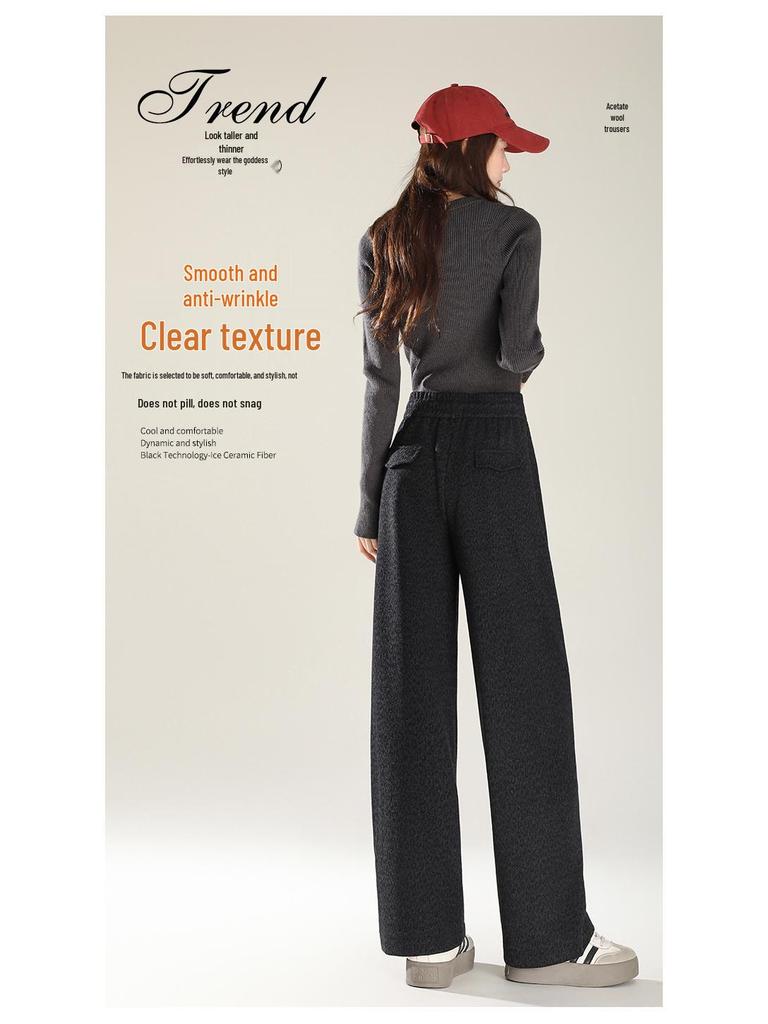 Women's Urban Wool Blend Fleece-Lined Wide-Leg Trousers: Autumn 2025 Bestseller for Comfortable Casual Commutes