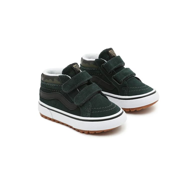 Vans Sk8 Reissue V Mte-1 Velcro Camouflage Casual Mid-Top Kids Skate Shoes Dark Green White Kids Sneakers VN0A5KRO6HW