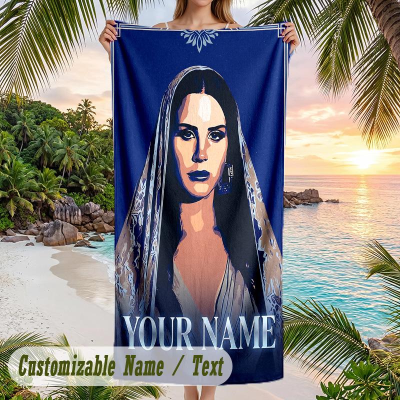 Lana Del Rey Strandtuch, Personalisierter Benutzerdefinierter Name Text, Schnelltrocknendes Großes Saugfähiges Handtuch Für Strand Pool