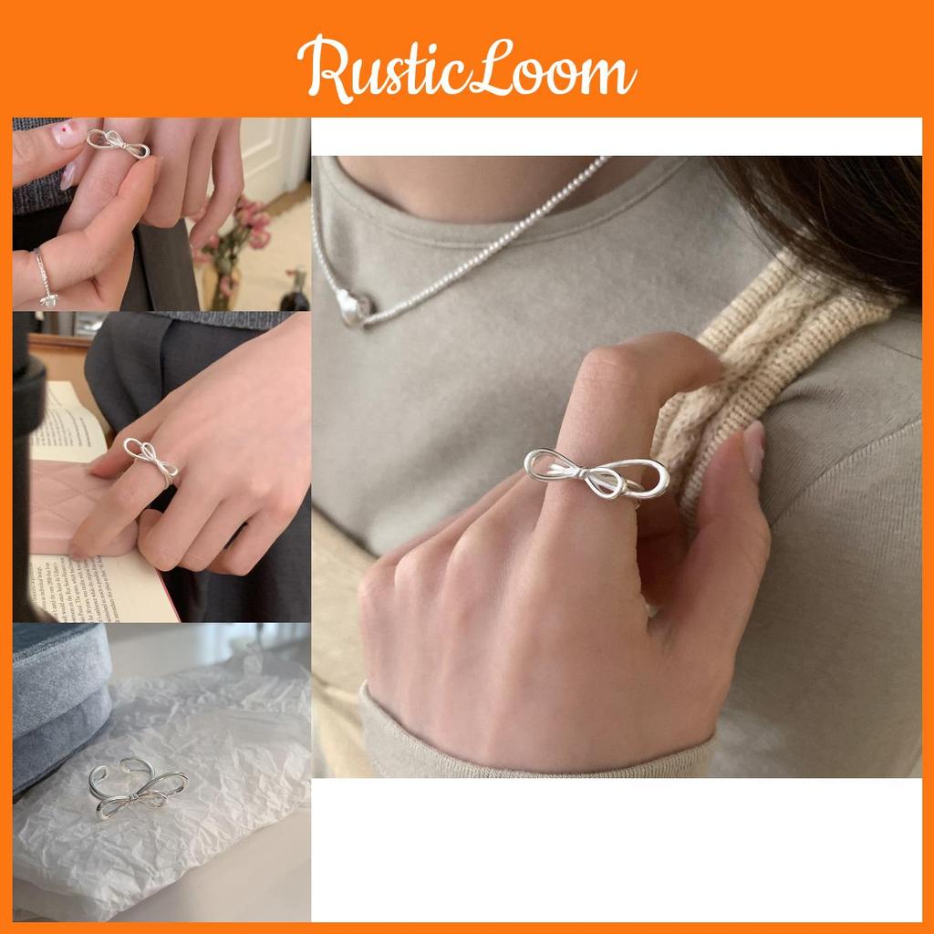 Einzigartiger koreanisch inspirierter geometrischer Schleifenring für Damen Elegantes Modeaccessoire