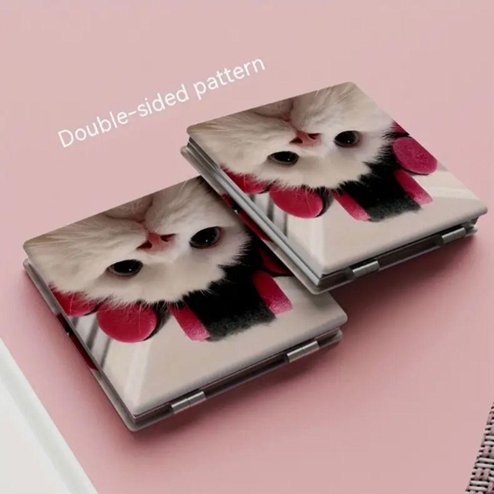 Cat Pattern Foldable Mirror Magnifying Pocket Mirror Portable Makeup Mirror Children Student