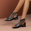 New Summer Side Mesh Low Heel Sandals for Women Zipper Closure Open Top Casual Fashion Sandals for Party Daily Walking