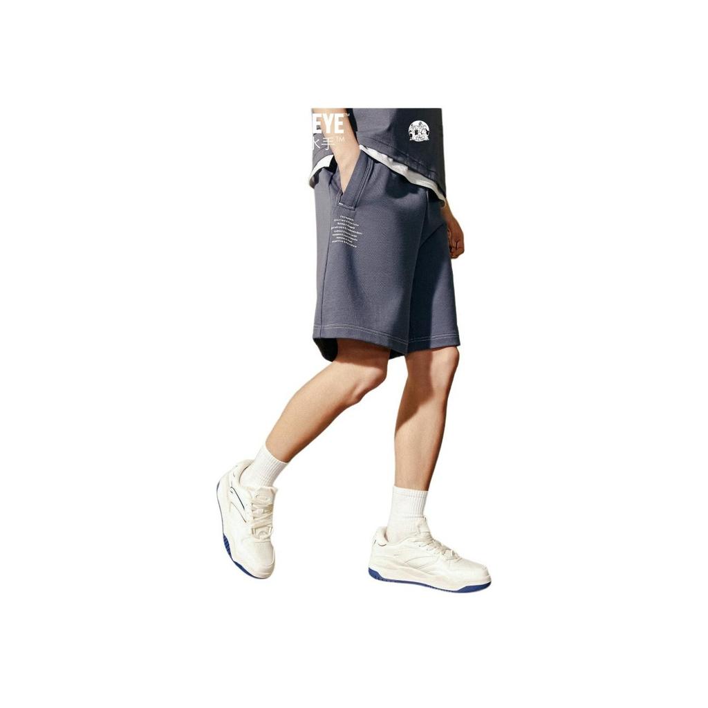 Anta X Popeye Collaboration Life Series Printed Letter Mid-Rise Breathable Straight Casual Shorts Men shorts Gray 152428330-2