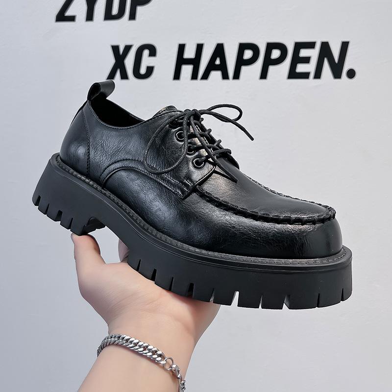 New big head leather shoes men's British retro heightening platform men's shoes youth low-top Martin shoes 76119-B