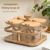 360° Rotating Seasoning Rack with Bamboo Lid and Base Tray, High Borosilicate Glass Storage Jars