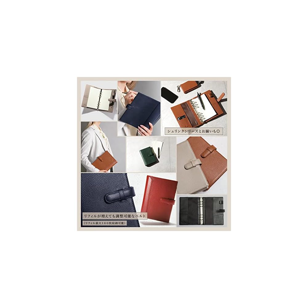 BLUE SINCERE System Planner, A5 Size, Genuine Leather, 6-Ring Binder, Cowhide Leather, Vegetable