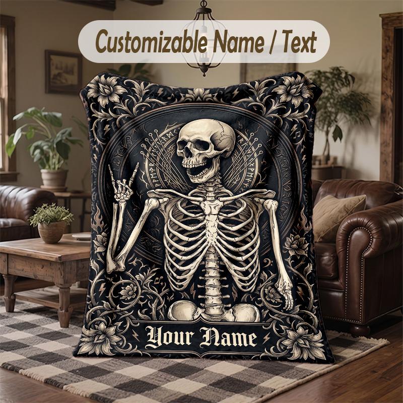 Elegant Roses Heart Frame Theme Throw Blanket Custom Name Text Personalized Blanket Soft Cozy Blanket for Home Sofa Bed
