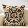 Bohemian Check Pattern Cushion Cover Natural Linen Organic Fabric DoubleSided Printing Room Sofa Decor Pillow Case