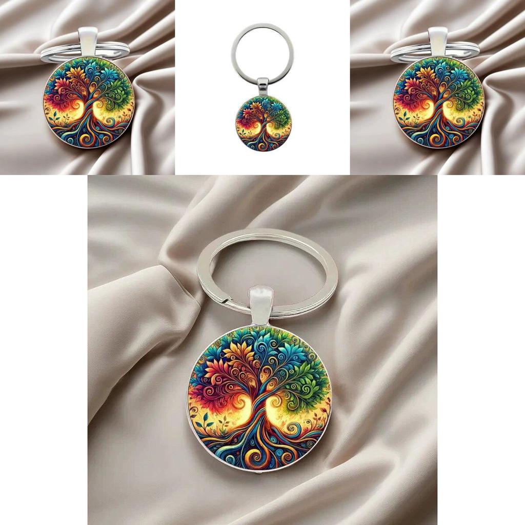 Life Tree Glass Keyring Accessory With Bright Colors For Party Favors And Commemorations