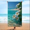 Plumeria Flower Turquoise Ocean Scenery Print Microfiber Beach Towel Quick Dry Soft Summer Swim Towel